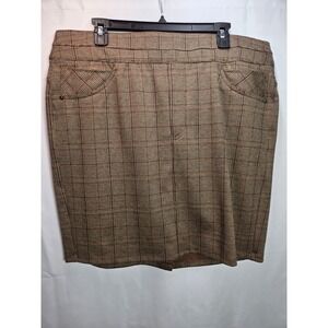 Democracy Ab Solution Glider Skirt Womens 16 Brown Houndstooth Plaid NWT